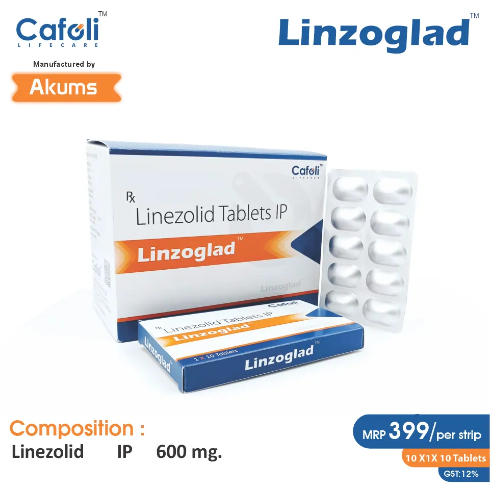 Linezolid (600mg) Tablet at the best price in PCD Pharma Franchise for Antibiotic, Bacterial Infections Treatment.